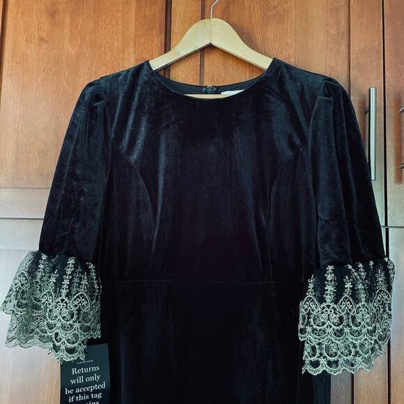 Pomander Place Black Velvet Lillith Dress Lace Maxi Size XXL NEW - Picture 3 of 10